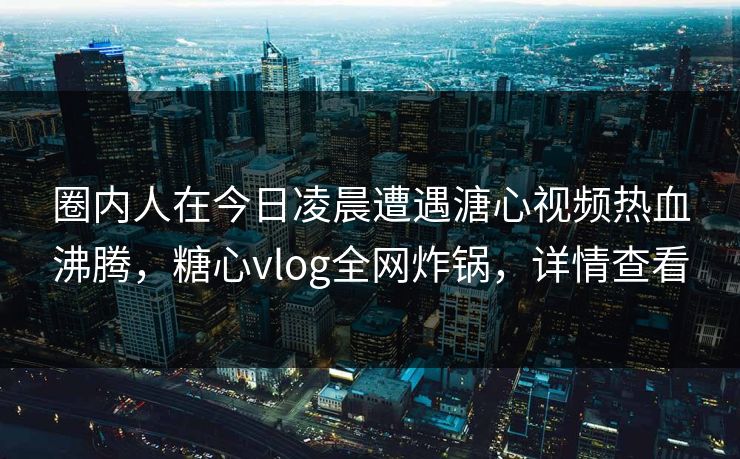 圈内人在今日凌晨遭遇溏心视频热血沸腾，糖心vlog全网炸锅，详情查看