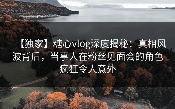 【独家】糖心vlog深度揭秘：真相风波背后，当事人在粉丝见面会的角色疯狂令人意外