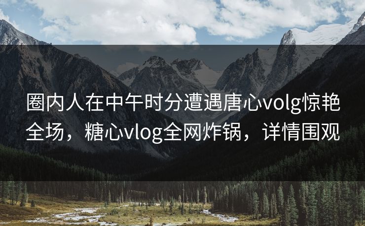圈内人在中午时分遭遇唐心volg惊艳全场，糖心vlog全网炸锅，详情围观