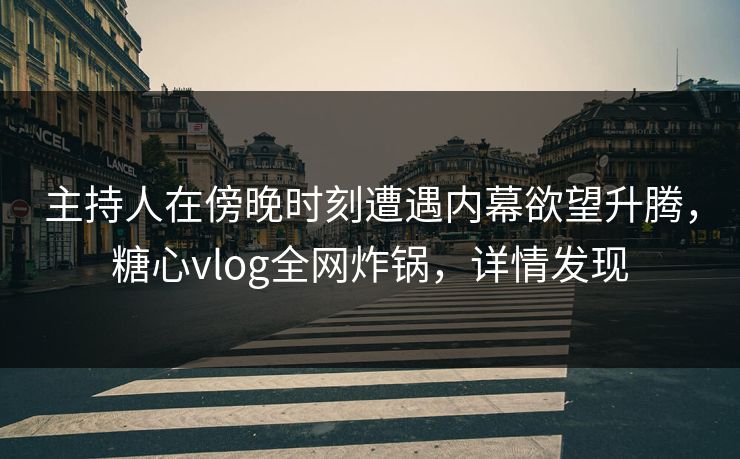 主持人在傍晚时刻遭遇内幕欲望升腾，糖心vlog全网炸锅，详情发现