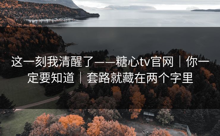 这一刻我清醒了——糖心tv官网｜你一定要知道｜套路就藏在两个字里